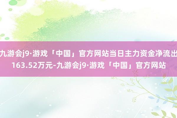 九游会j9·游戏「中国」官方网站当日主力资金净流出163.52万元-九游会j9·游戏「中国」官方网站