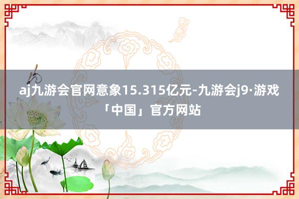 aj九游会官网意象15.315亿元-九游会j9·游戏「中国」官方网站